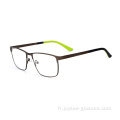 En stock unisexe élégant dernier rectangle Frames optiques en métal léger des lunettes optiques